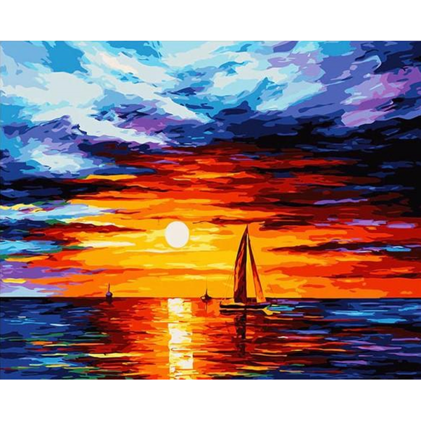 Sunset over the sea Painting By Numbers UK