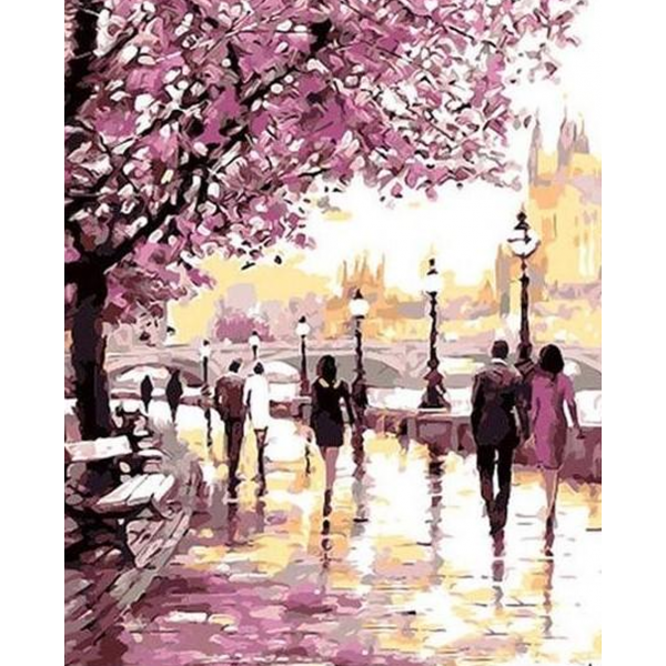 City Cherry blossoms Painting By Numbers UK