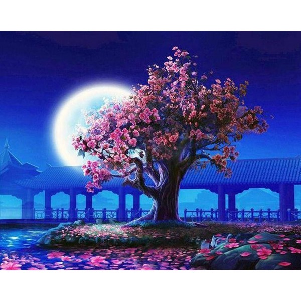 tree under moon Painting By Numbers UK