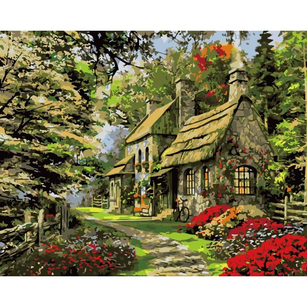 Spring cottage Painting By Numbers UK