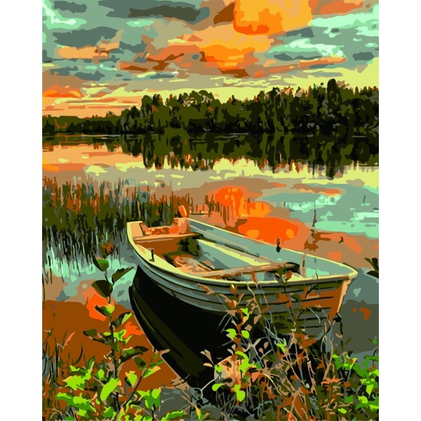  Boat under the setting sun Painting By Numbers UK