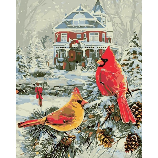  Cardinals in the snow Painting By Numbers UK