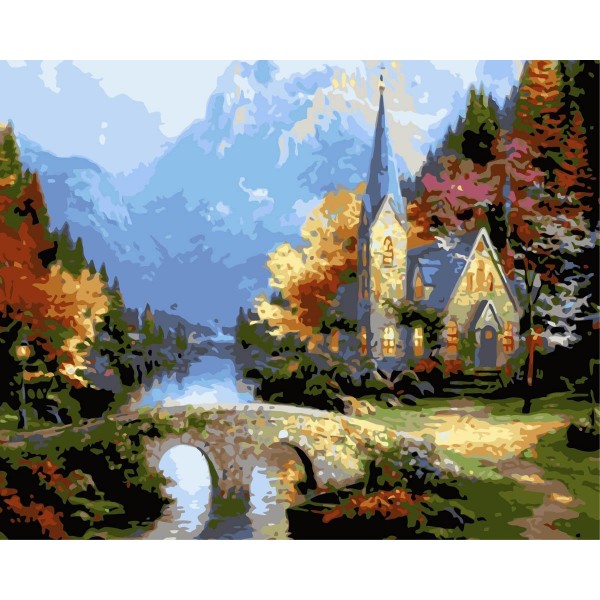  Arch bridge and Church Painting By Numbers UK