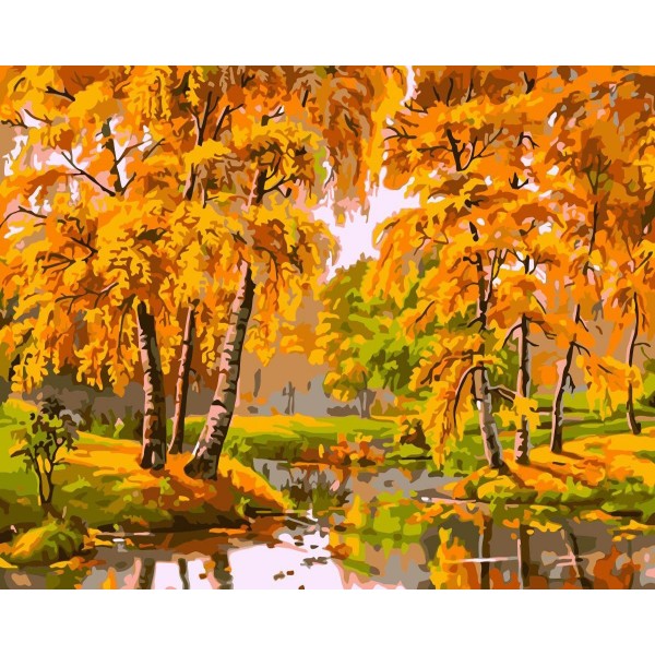 Autumn stream and trees Painting By Numbers UK