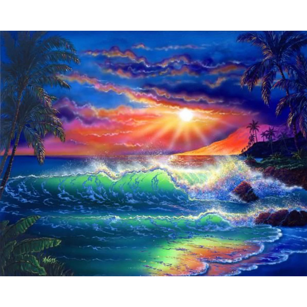 Sunset and waves in the sea Painting By Numbers UK