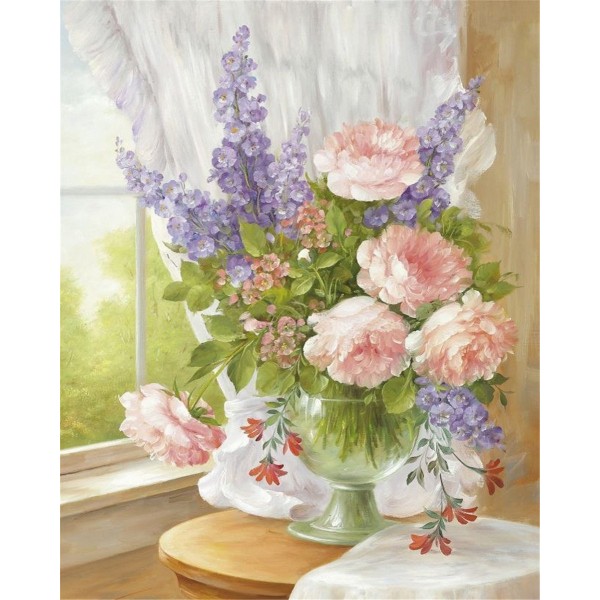 Bouquet in front of the window Painting By Numbers UK