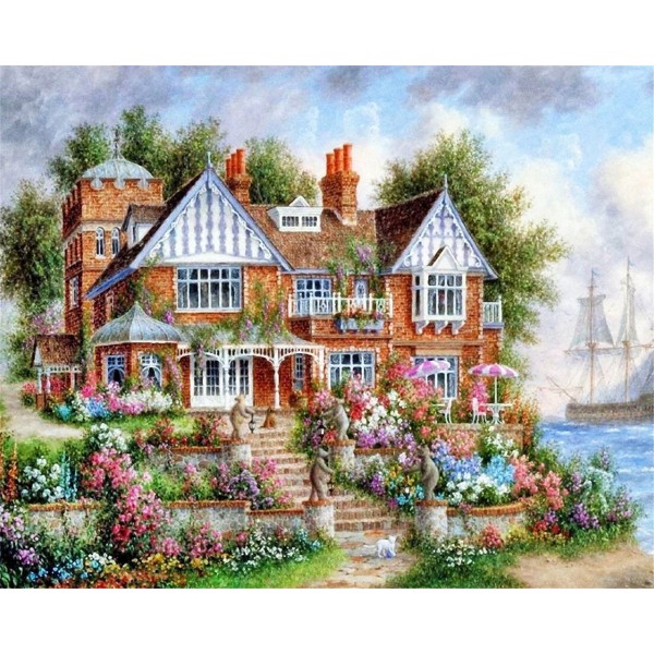 Beach Villa Garden Painting By Numbers UK