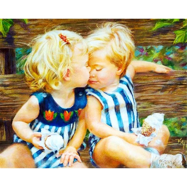 Two children Painting By Numbers UK