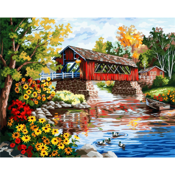Small bridge and river Painting By Numbers UK