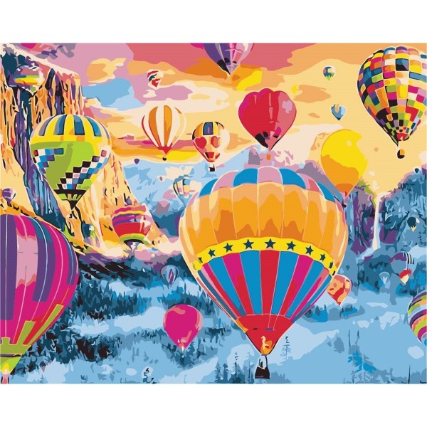 Watercolor hot air balloon Painting By Numbers UK