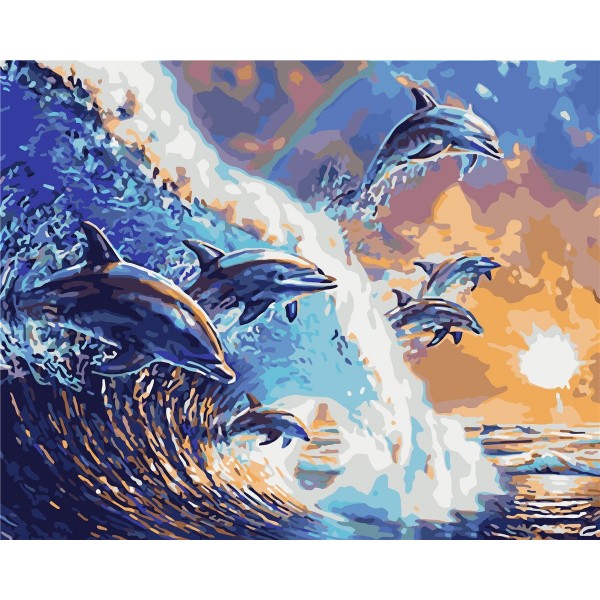 Dolphin jumping out of the sea Painting By Numbers UK