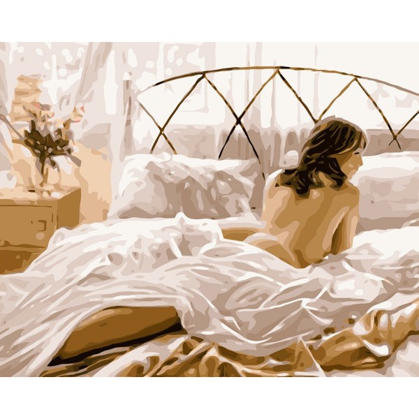 Beautiful and charming woman in bed Painting By Numbers UK