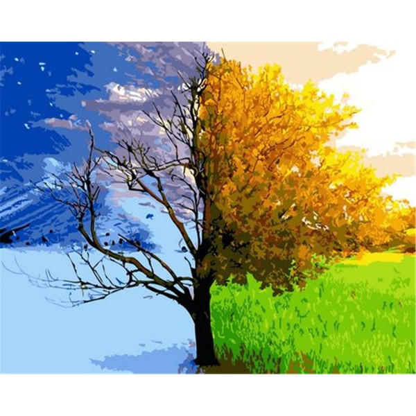 Tree in different states in spring and winter Painting By Numbers UK