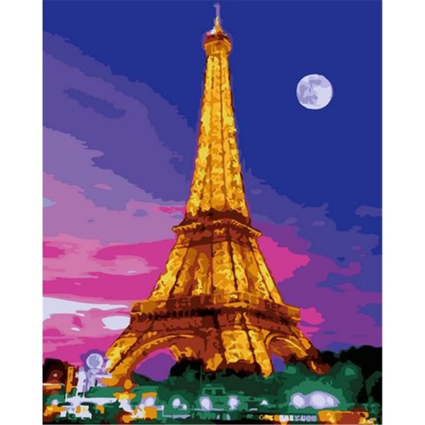Eiffel Tower in the moonlight Painting By Numbers UK