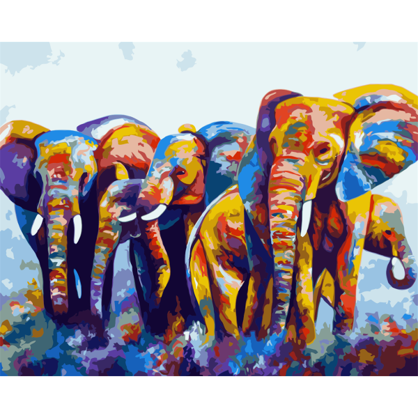 A group of elephants Painting By Numbers UK