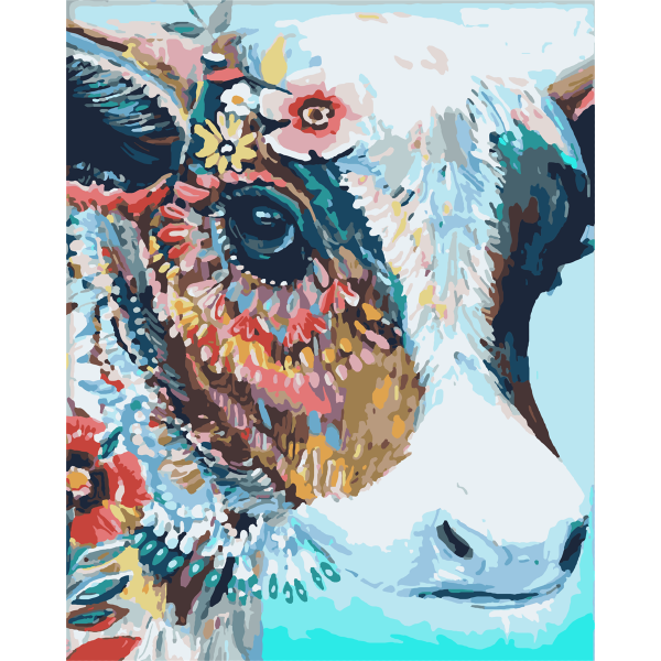 Colored cute cow Painting By Numbers UK