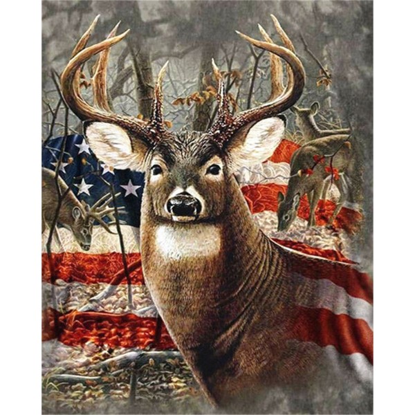 Elk and American flag Painting By Numbers UK