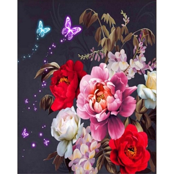 Color butterflies and roses Painting By Numbers UK