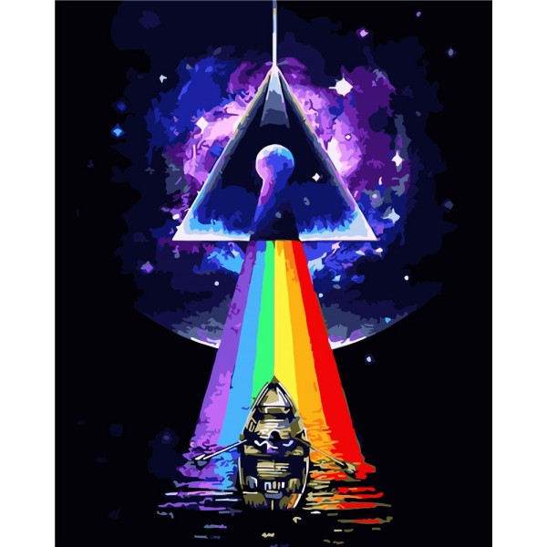 Boat driving on rainbow road Painting By Numbers UK