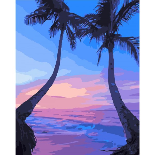 Coconut tree by the sea Painting By Numbers UK