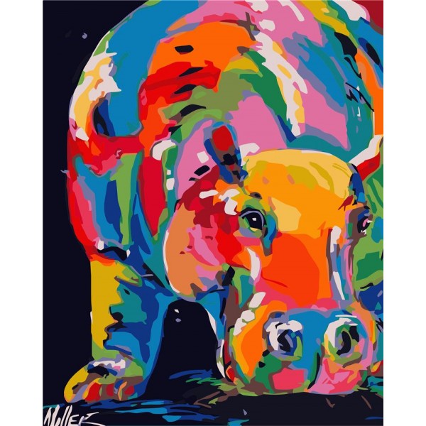 Color hippopotamus Painting By Numbers UK