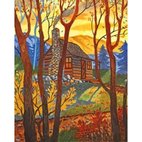 Cabin In The Woods  (40X50cm) Painting By Numbers UK