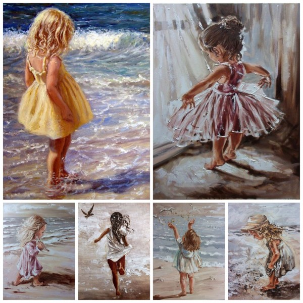Little girl on the beach - Paint by Numbers - 40x50cm Painting By Numbers UK
