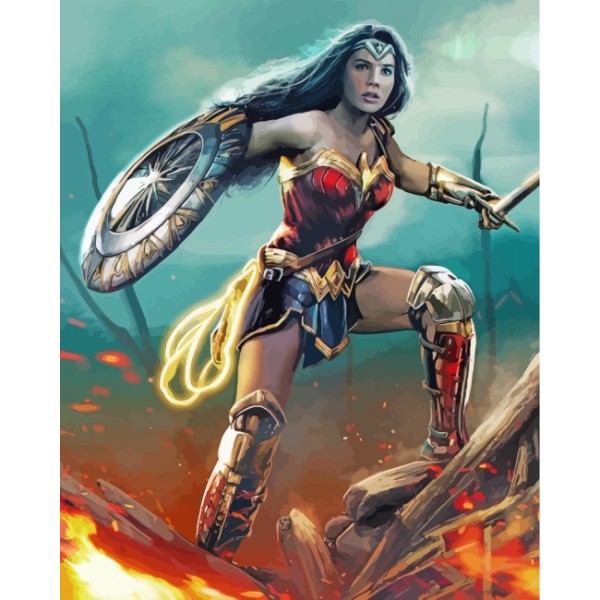 Wonder Woman With Shield- 40*50cm Painting By Numbers UK