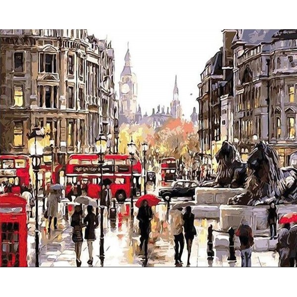 City With Rainning Painting By Numbers UK