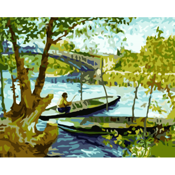  Spring fishing on boat Painting By Numbers UK