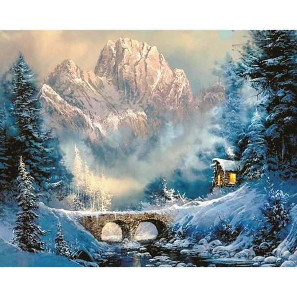 A small house hidden in the mountains Painting By Numbers UK