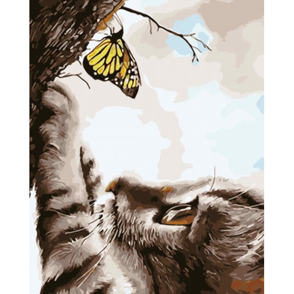 Tabby Butterfly and Kitten Painting By Numbers UK