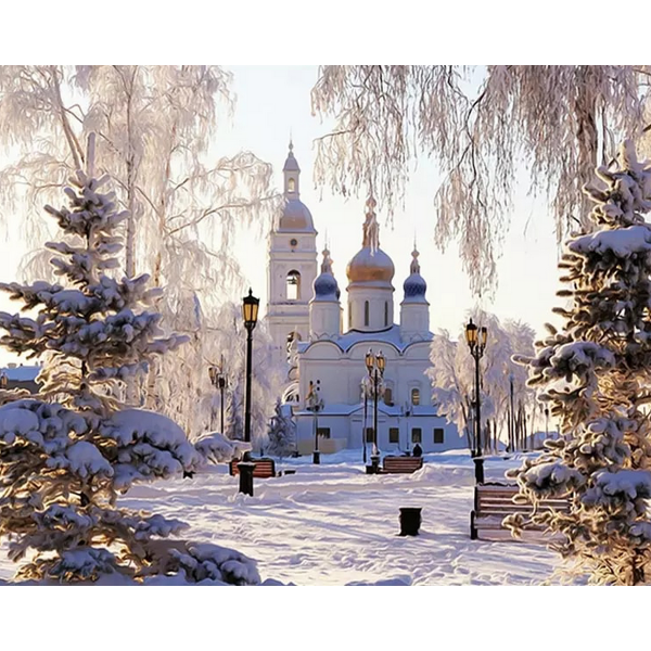 Castle snow scene Painting By Numbers UK