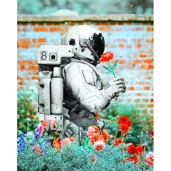 Astronaut in the garden- 40*50cm Painting By Numbers UK