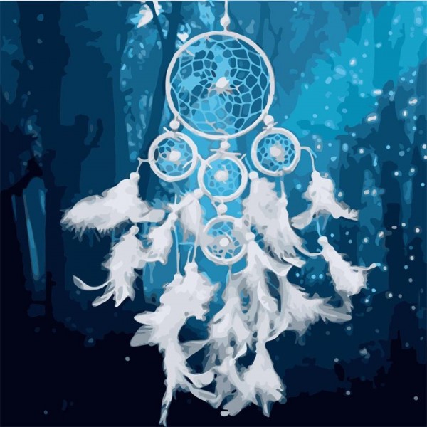 White Five Ring Dream Catcher Painting By Numbers UK