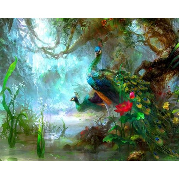 Peacock in the landscape Painting By Numbers UK