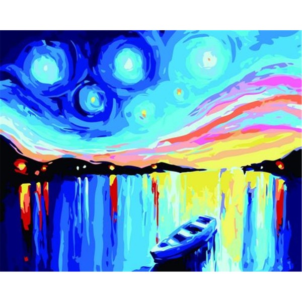 Starry sky and boat Painting By Numbers UK
