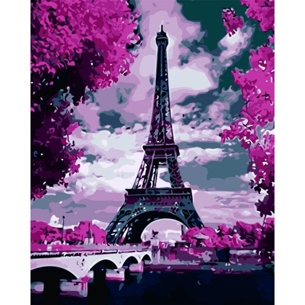  Eiffel Tower red leaves landscape Painting By Numbers UK
