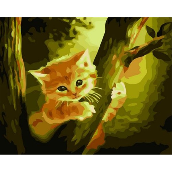 A cat hanging on the tree Painting By Numbers UK