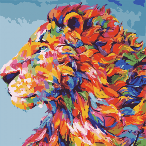 Colored lion Painting By Numbers UK