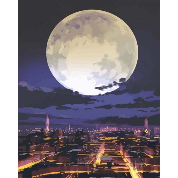 City under the big moon Painting By Numbers UK