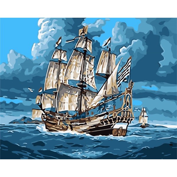 Sailing boat at sea Painting By Numbers UK