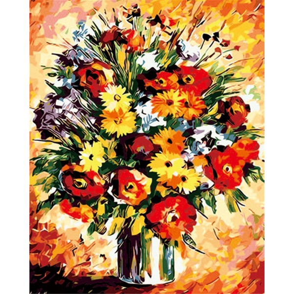 Colored flowers in a vase Painting By Numbers UK