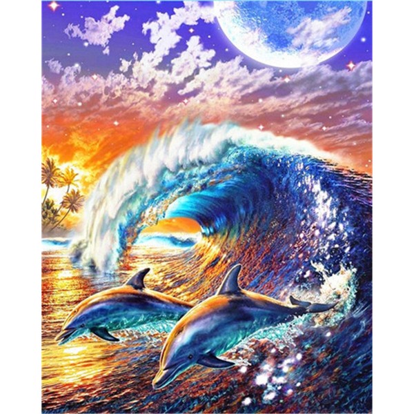 Dolphin jumping in the sea Painting By Numbers UK
