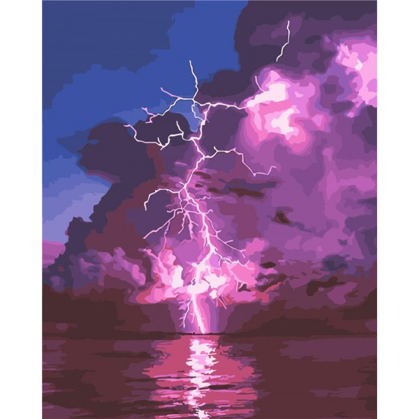 Lightning at sea Painting By Numbers UK