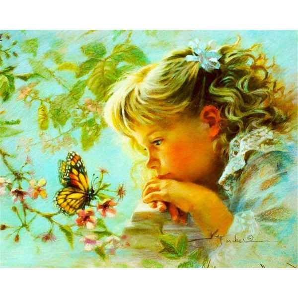 A girl and a butterfly Painting By Numbers UK