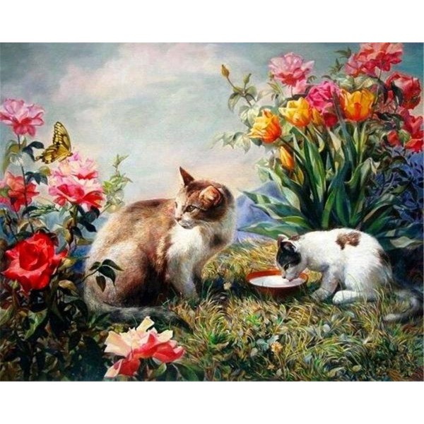 Cats in the garden Painting By Numbers UK