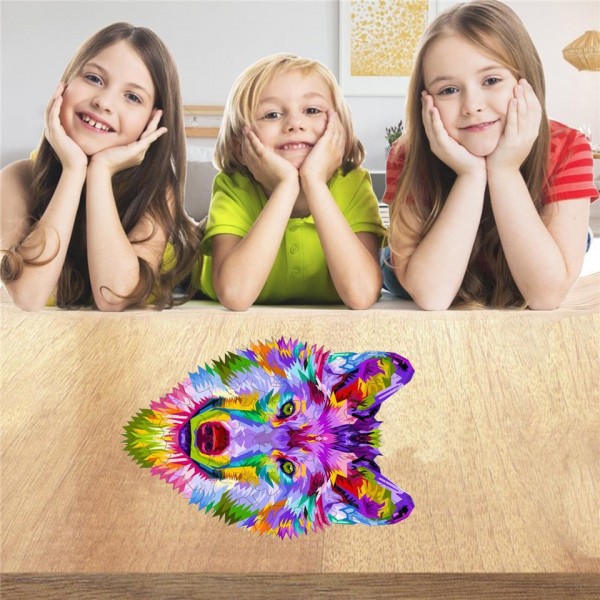DIY wooden Puzzle | Watercolor wolf Painting By Numbers UK