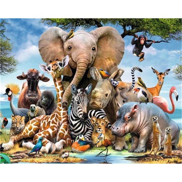 African animals group photo Painting By Numbers UK