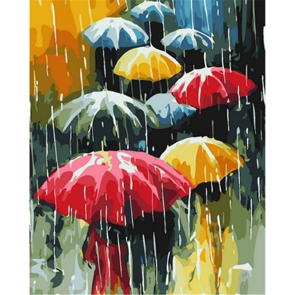 Walking in the rain with umbrella Painting By Numbers UK